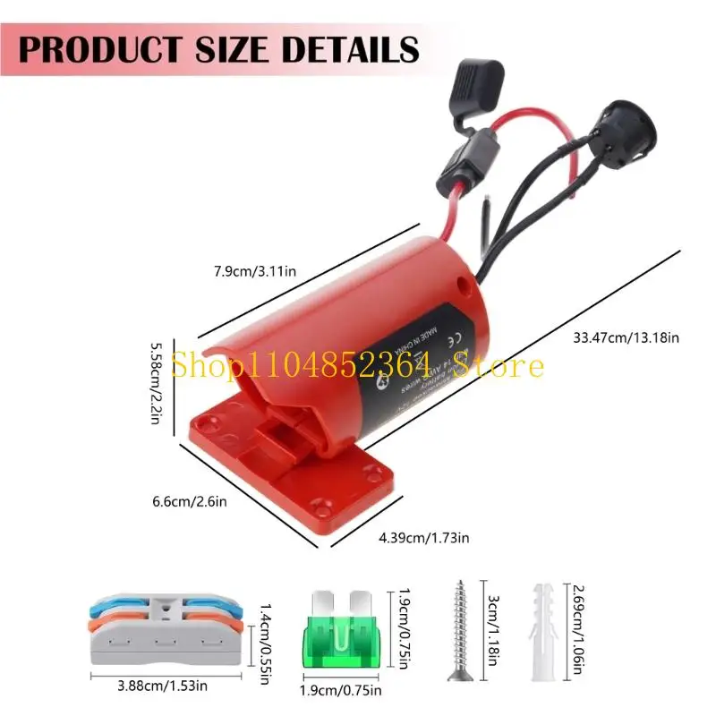 652F 14AWG Wire Battery Adapter With Switching Wire Terminals Power Connector Fused Battery Conversion 12V Adapter for Battery