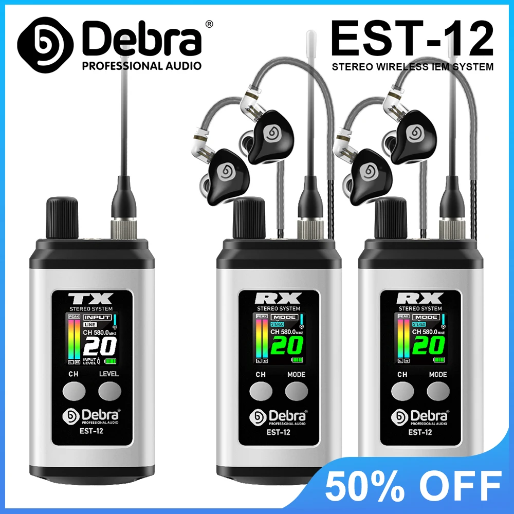 

NEW EST-12 UHF Stereo/Mono Switchable Wireless In-Ear Monitor System, 560~590MHz, 80m range, for churches, band performances