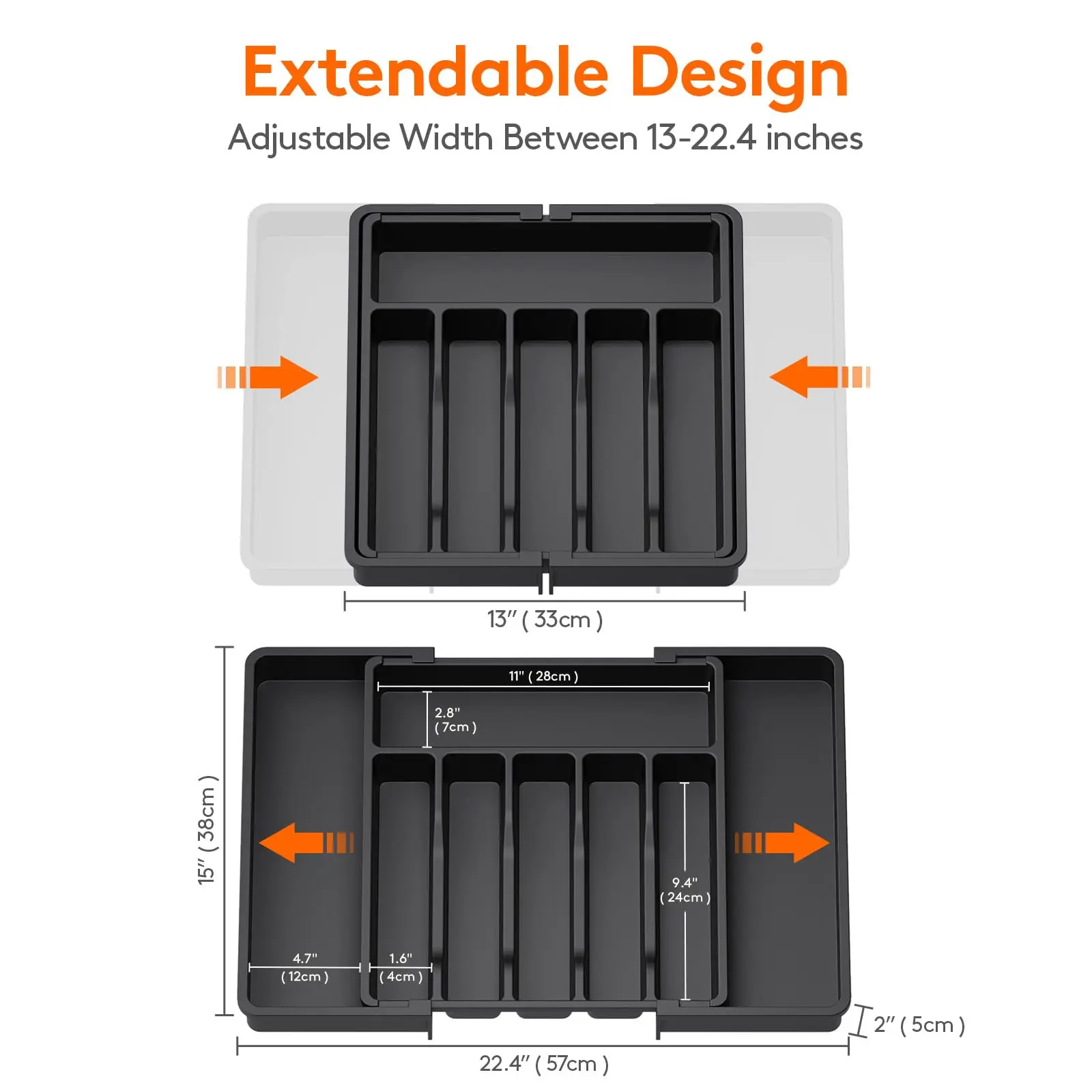 Silverware Expandable Kitchen Drawer Organizer Adjustable Utensil Cutlery Drawer Organizer for Forks Knives