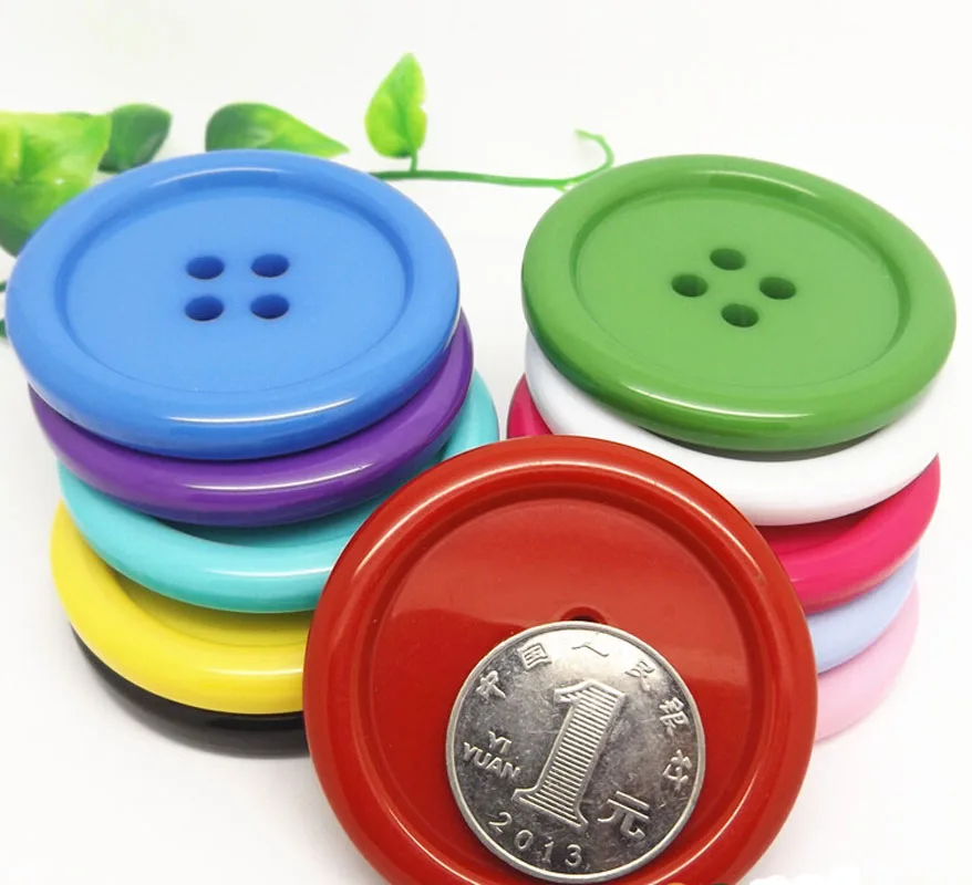 Large Resin Coat Sewing Buttons, 4-Holes Round Buttons, DIY Garment Accessories, 34mm, 38mm, 44mm, 50mm, 5Pcs, Lots