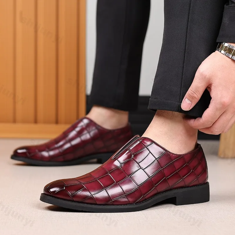 Men's Leather Shoes 2025 New High-quality Business Casual Shoes Luxury Men's Dress Oxford Shoes Stone Pattern Large Size 39-48