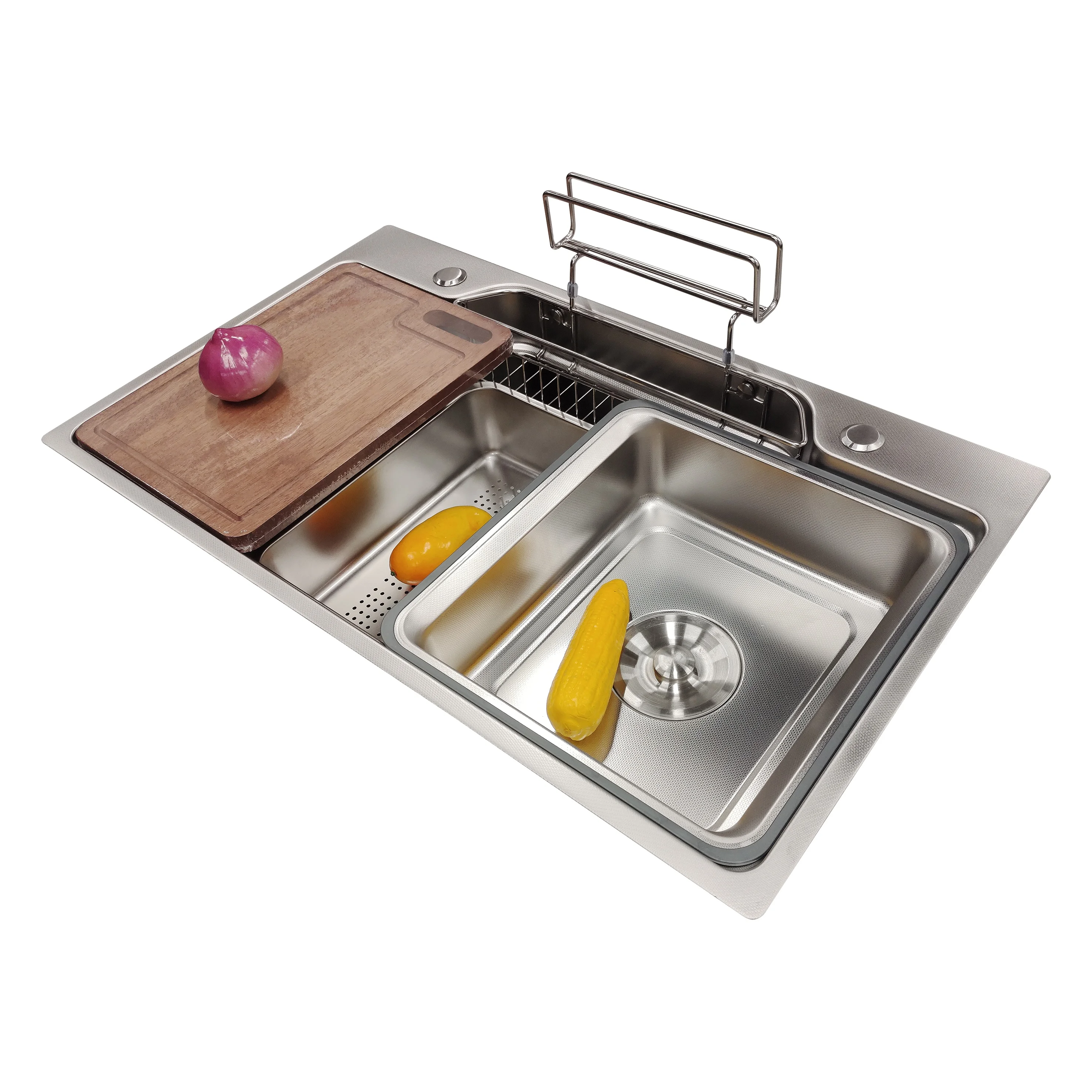 */لبيع رائجة البيع الكلاسيكية مستطيلة الفولاذ المقاوم للصدأ وعاء واحد بالوعة المطبخ تصميم جديد فوق تركيب العداد بدون صنبور