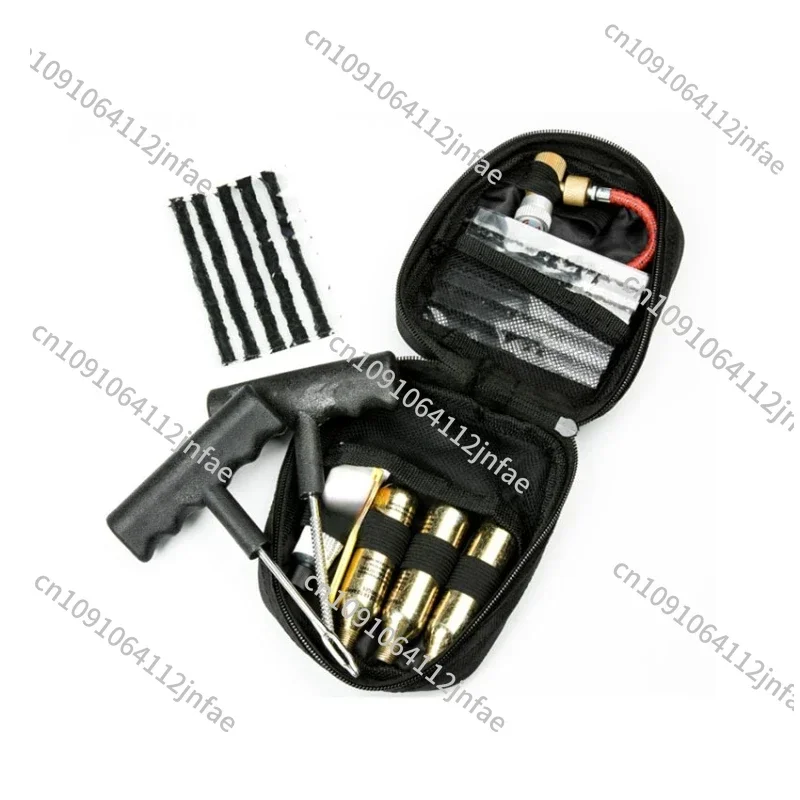 

19 pcs portable carry bag co2 cartridge car motorcycle flat bike tubeless tyre repair kits