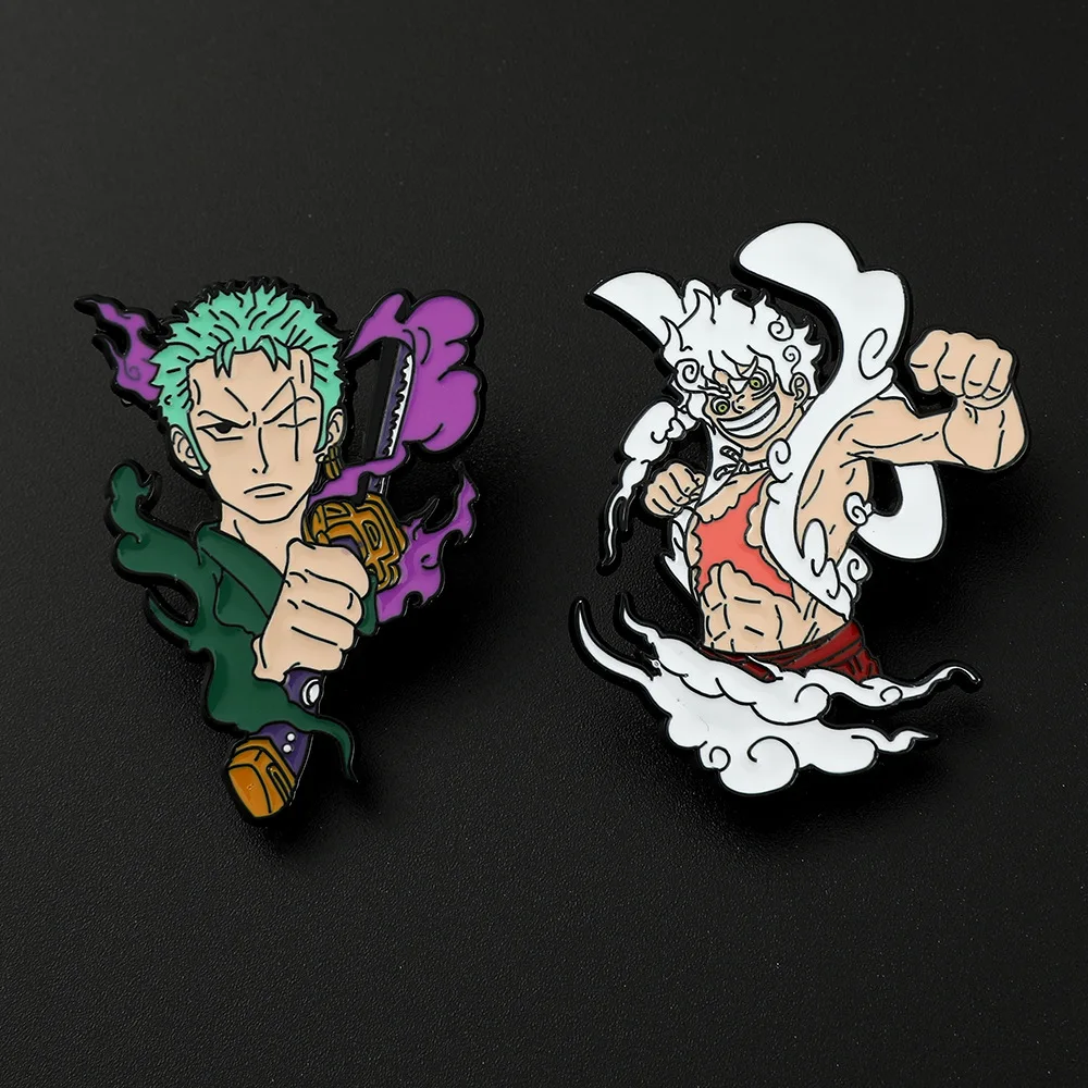 Japanese Cartoon One Piece Peripheral Characters Metal Badge Luffy Solon Alloy Brooch Clothing Bag Accessories