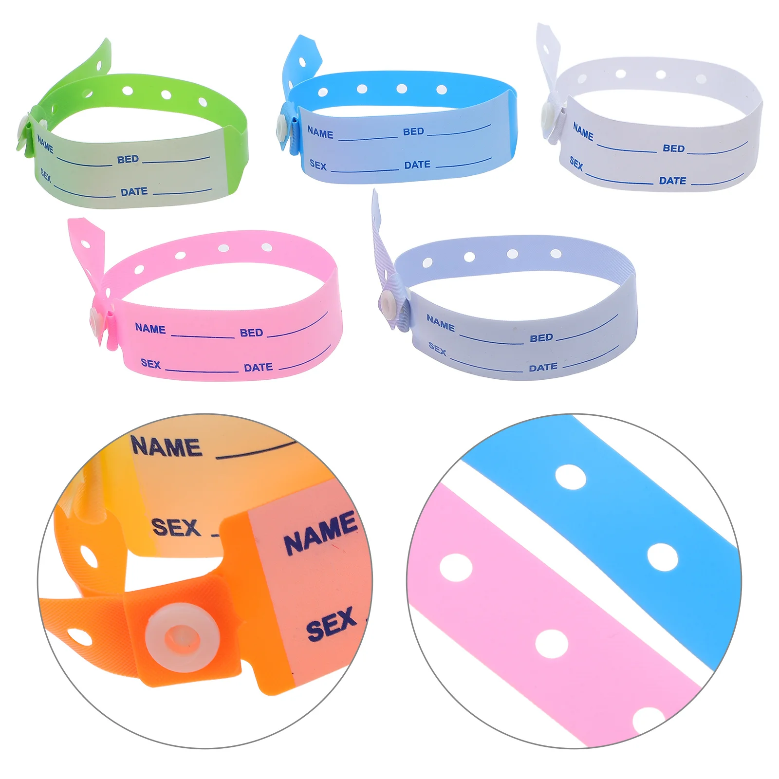 

100Pcs Patient Identification Hospital Wristbands Disposable Medical Id Bracelets Waterproof Adjustable Nursing