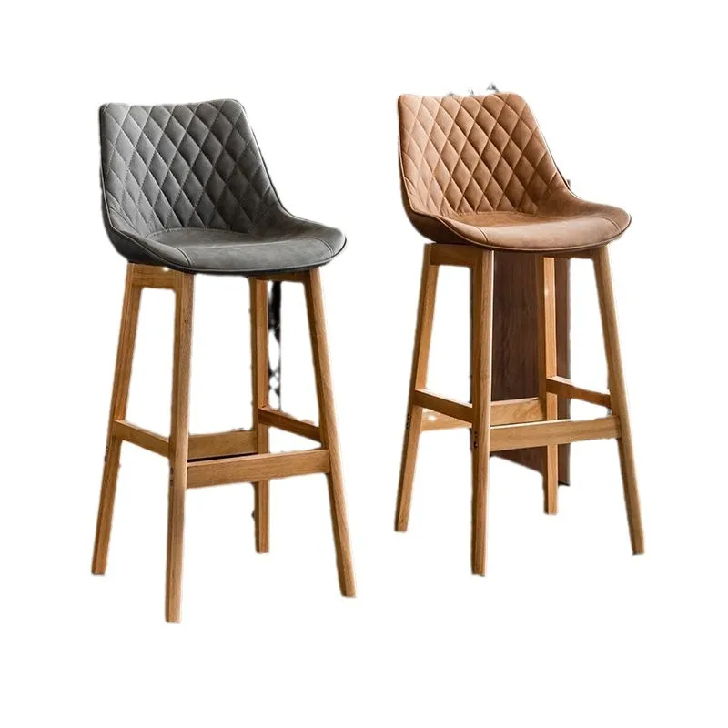 Solid wood bar chair modern simple home backrest high stool living room balcony bar stool