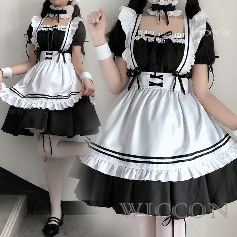 Niska klatka kostium pokojówki Lolita Sexy Lolita śliczne miękkie dziewczęce garnitur Genshin Impact Cosplay Anime Show japońskie ubrania sukienka