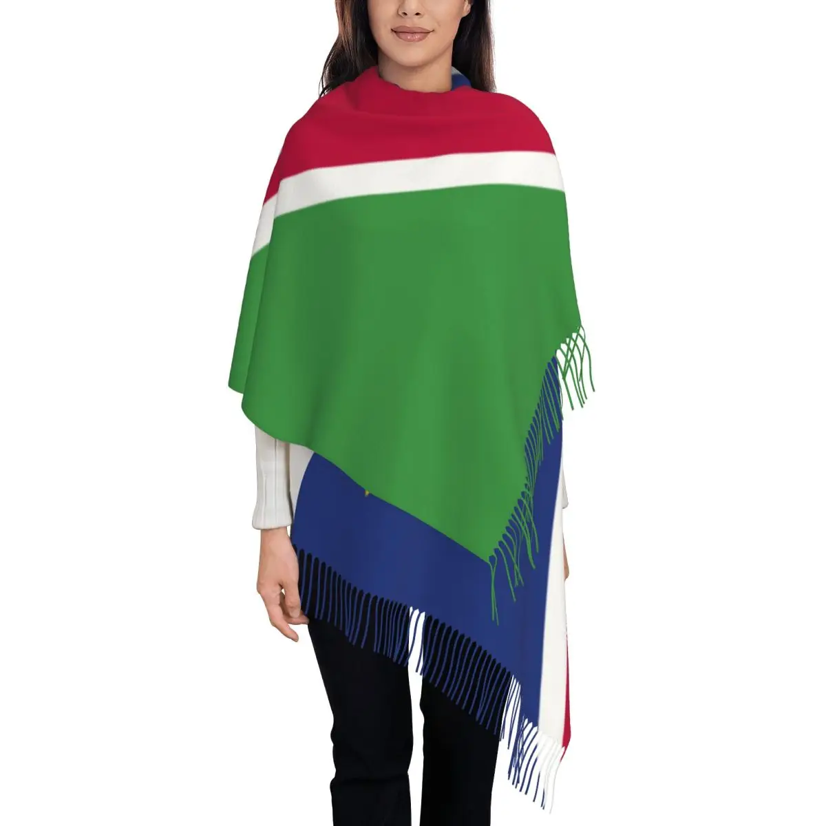 Personalized Printed Namibia Flag Long Pile Fringe Men Scarf Women'S Anti Chill Scarf