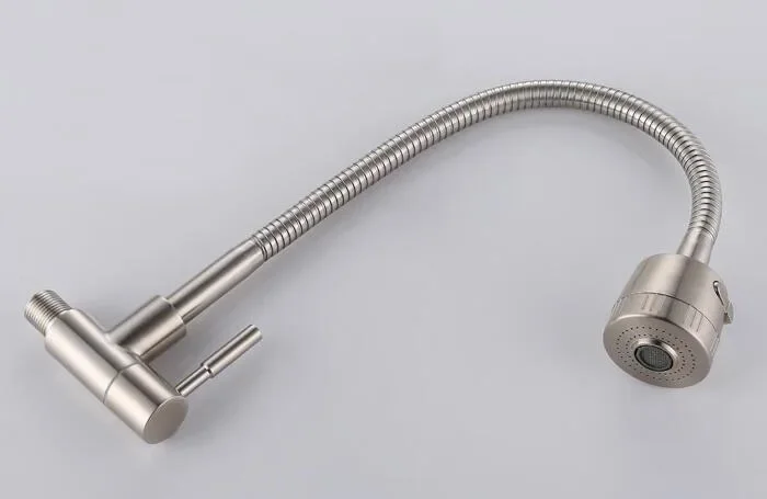 In aan de muur gemonteerde roestvrijstalen keukenkraan. vouwuitbreiding. koude aanrechtkraan. Wasmachinekraan SF472