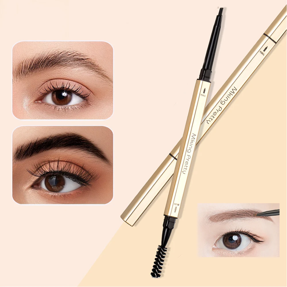 Double Head Auto Rotation Eyebrow Pencil Waterproof And Sweatproof Non-decolorizing Lasting Ultra-fine Core Female Gray Brown