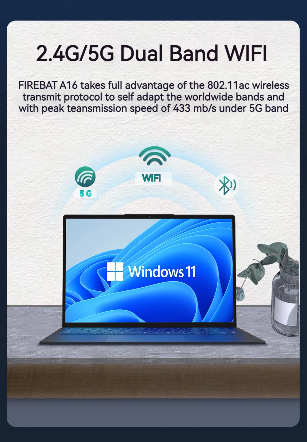 Imagem -03 - Firebab A16 16 Polegada 100 Srgb Ultra Fino Ddr4 16g Ram 1tb 1920*1200 Impressão Digital Portátil Intel N100 N5095 Notebook Portátil