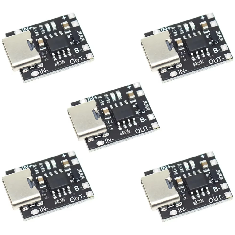 لوحة شاحن بطارية ليثيوم أيون USB-C آمنة وصغيرة 3.7 فولت 4.2 فولت 1A توقف شحن تلقائي مع قابس حماية وتشغيل لبطارية 18650