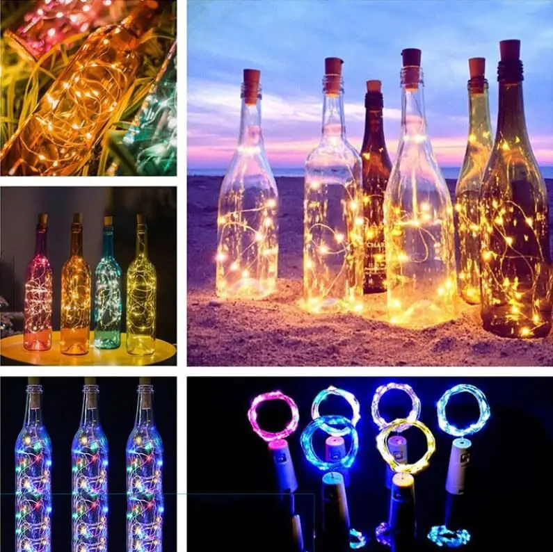 1M Wine Bottle String Lights For Party Copper LED Garland Fairy Cork Night Light Corker Battery Operated Glass Decoration