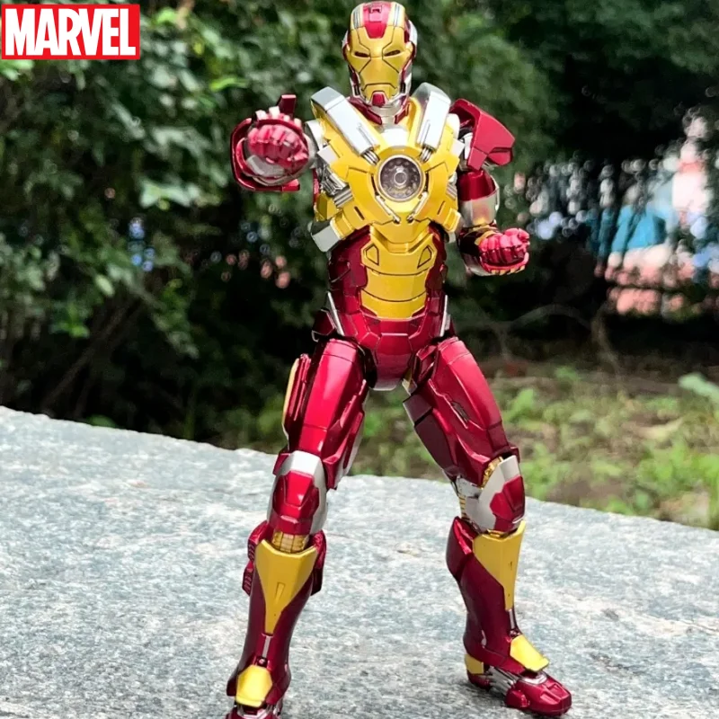 Original Zd Toys 1:10 Marvel Figurine Avengers Iron Man Action Figure Mk17 Figurine Led Mk46 Legends Festival Christmas Toy Gift