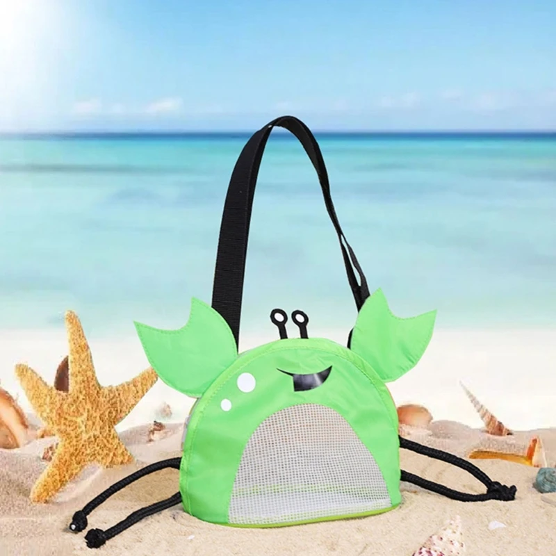 Beach Toy Mesh Bag Kids  Collecting Bag with  Adjustable Strap for Holding Beach Sand Toy for Boys and Girls