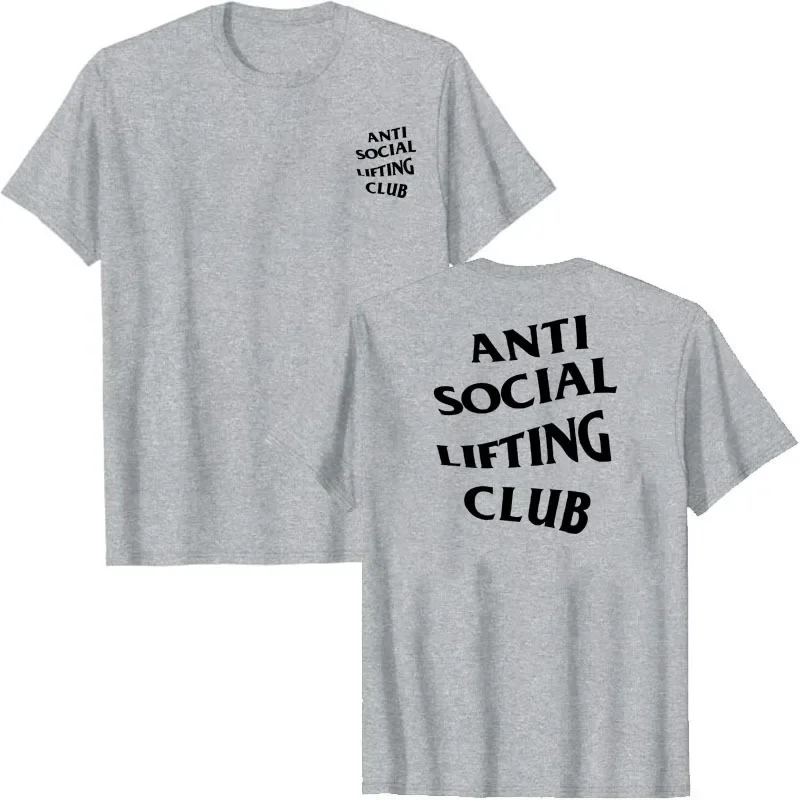 Anti Social Lifting Club T-Shirt Exercise Fitness Sports Letters Printed Sayings Graphic Tee Tops Basics Short Sleeve Blouses