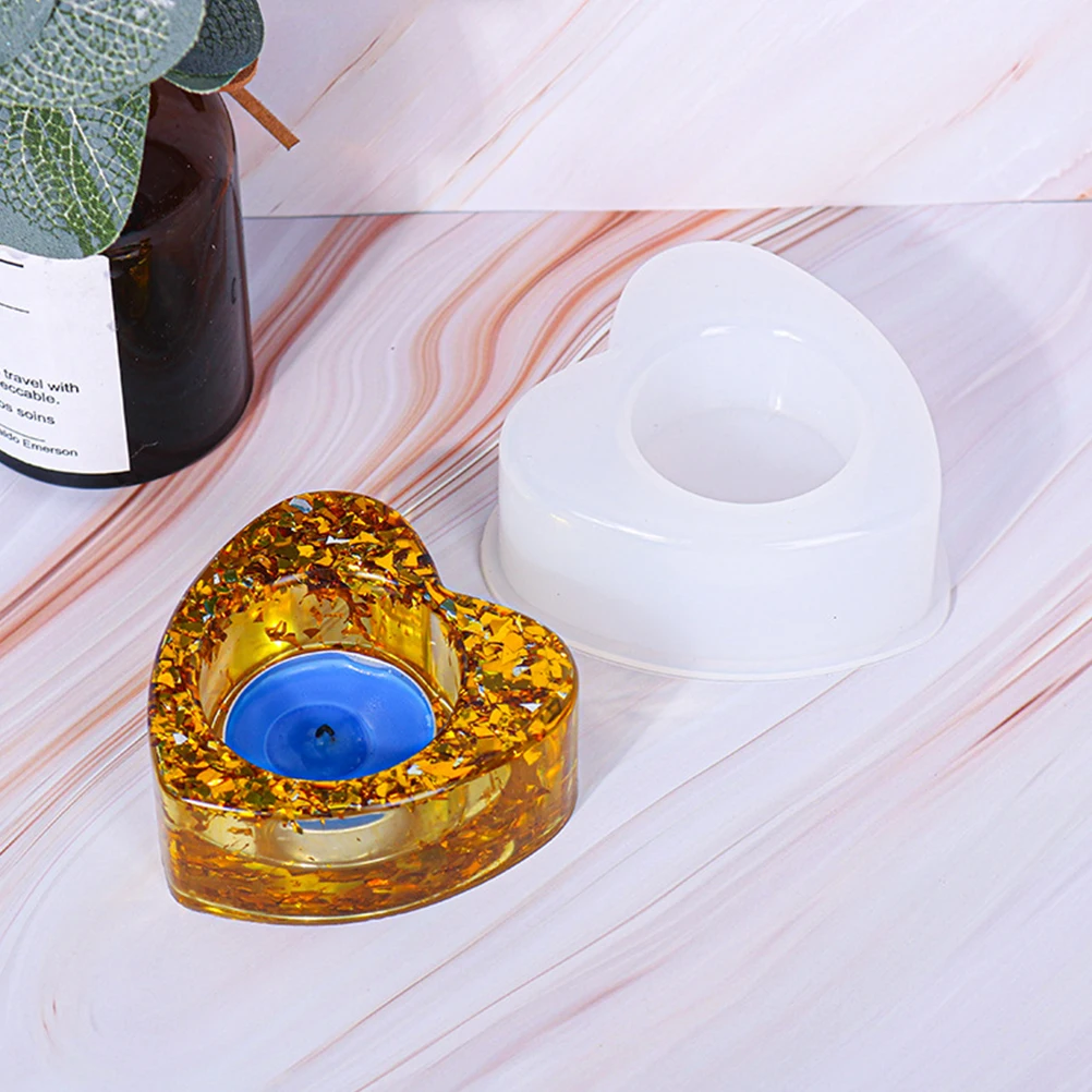 

2 Pcs Candlestick DIY Mold Soap Handicraft Gift Making Silicone for Soaps Heart-shaped
