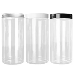 3Pcs 1000ml Empty Plastic Jar Clear Cosmetic Facial Cream Containers Food Candy Cookies Packaging Jars Kitchen Storage Bottle