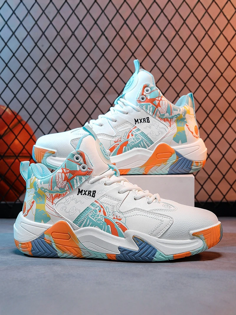 High-Top Men's Winter Basketball Sports Shoes Trendy Casual Thick Bottom Dad Shoes Youth Heightening Middle Top Dad Shoes