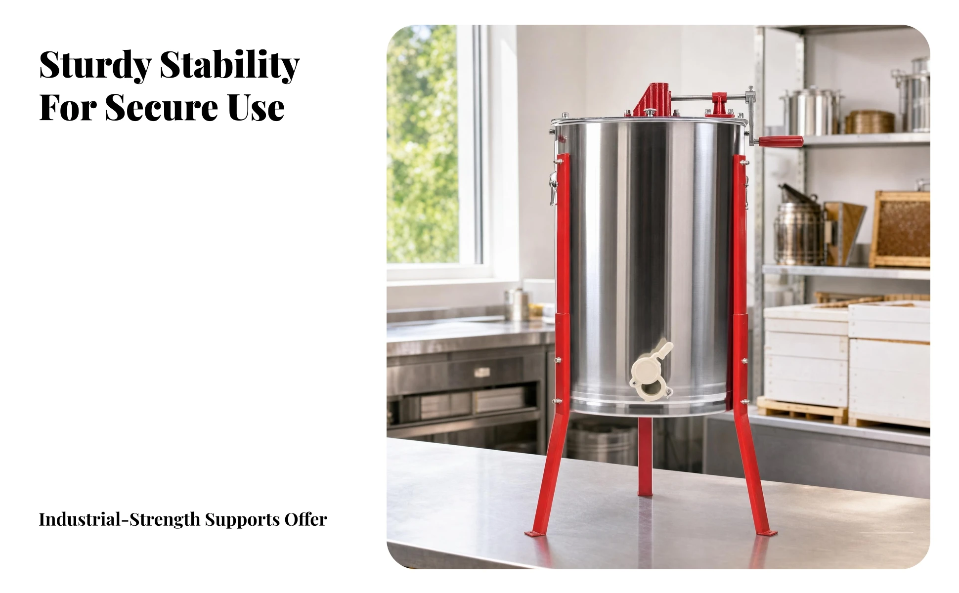 4-Frame Honey Extractor Vertical Stainless Steel Honey Extractor Honeycomb Drum Rotator Polished Metal Apiary Tools Stable Stand 4-Frame Honey Extractor Vertical Stainless Steel Honey Extractor Honeycomb Drum Rotator Polished Metal Apiary Tools Stable Stand