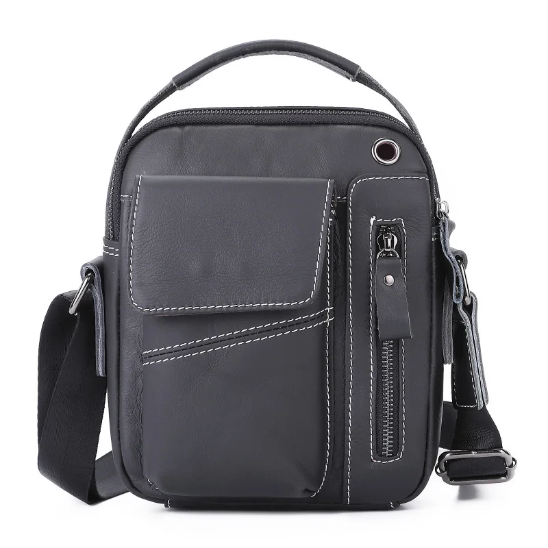Men's leather briefcase, durable and fashionable casual style multi-functional crossbody bag, shoulder bag, leather bag