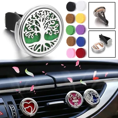 Tree Car Aromatherapy Diffuser Locket Car Clip Perfume Essential Oil Diffuser Car Vent Clip Air Freshener Purifier With Pads