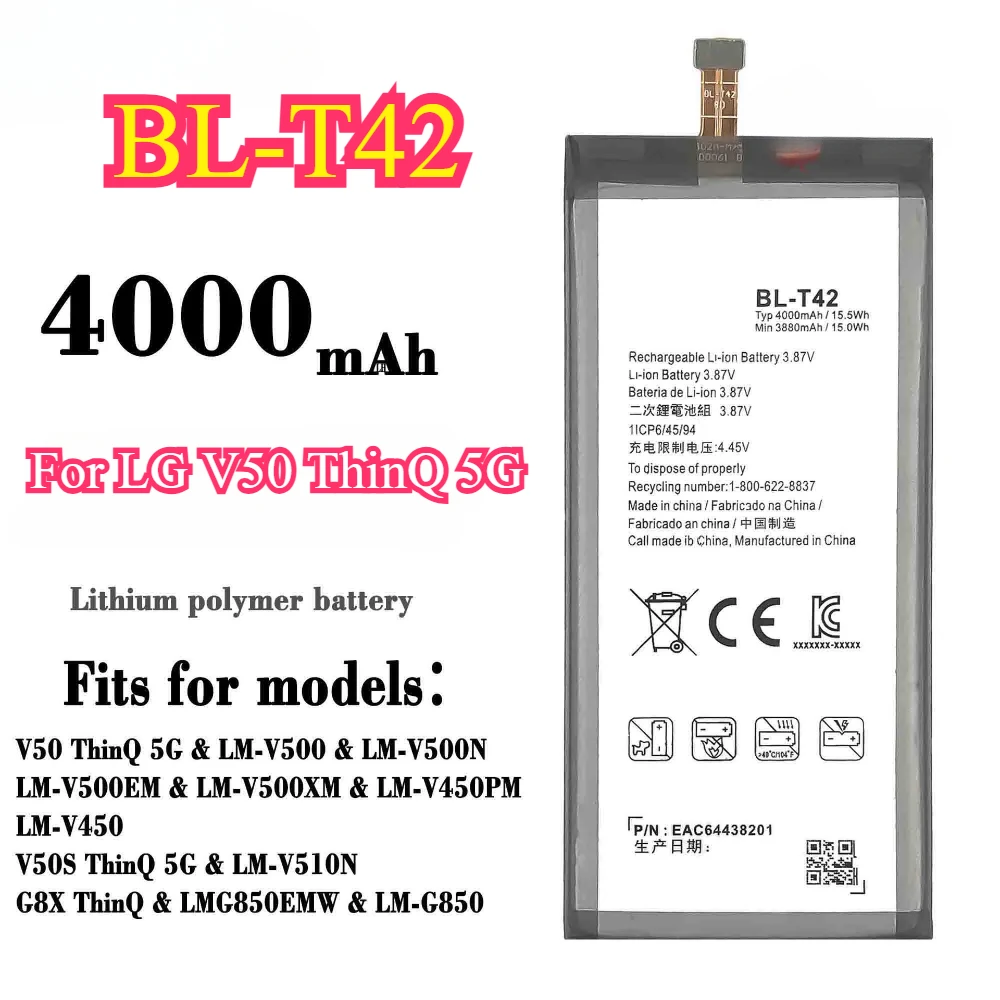 New Battery for LG V50 ThinQ 5G V50ThinQ BL-T42/T42plus LM-V500 V500N V500EM V500xm Mobile Phone  in Stock Bateria