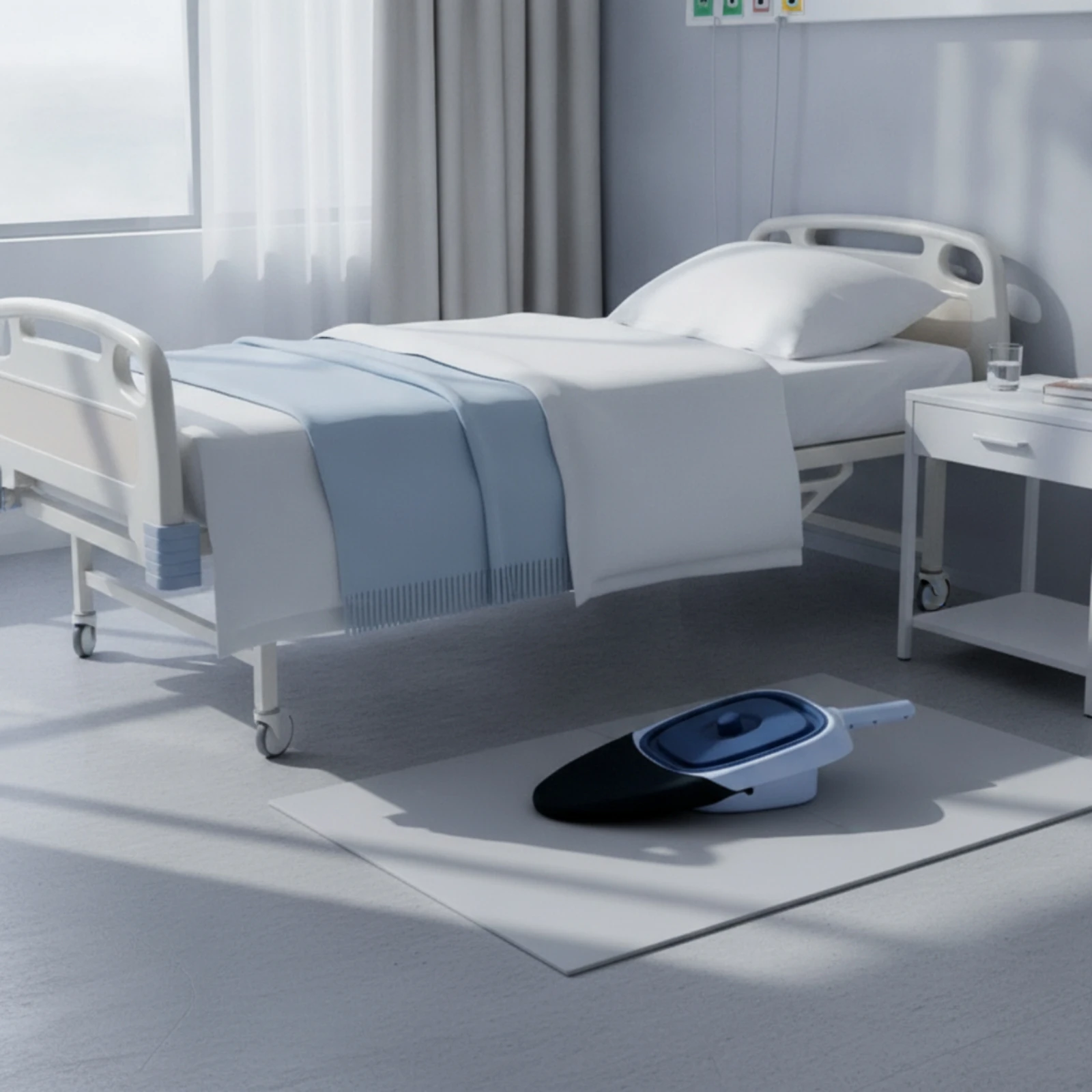 Bedpan with Handle Plastic Bedpan with Lid Easy to Clean Sturdy for Patients, Bedside, Home Care