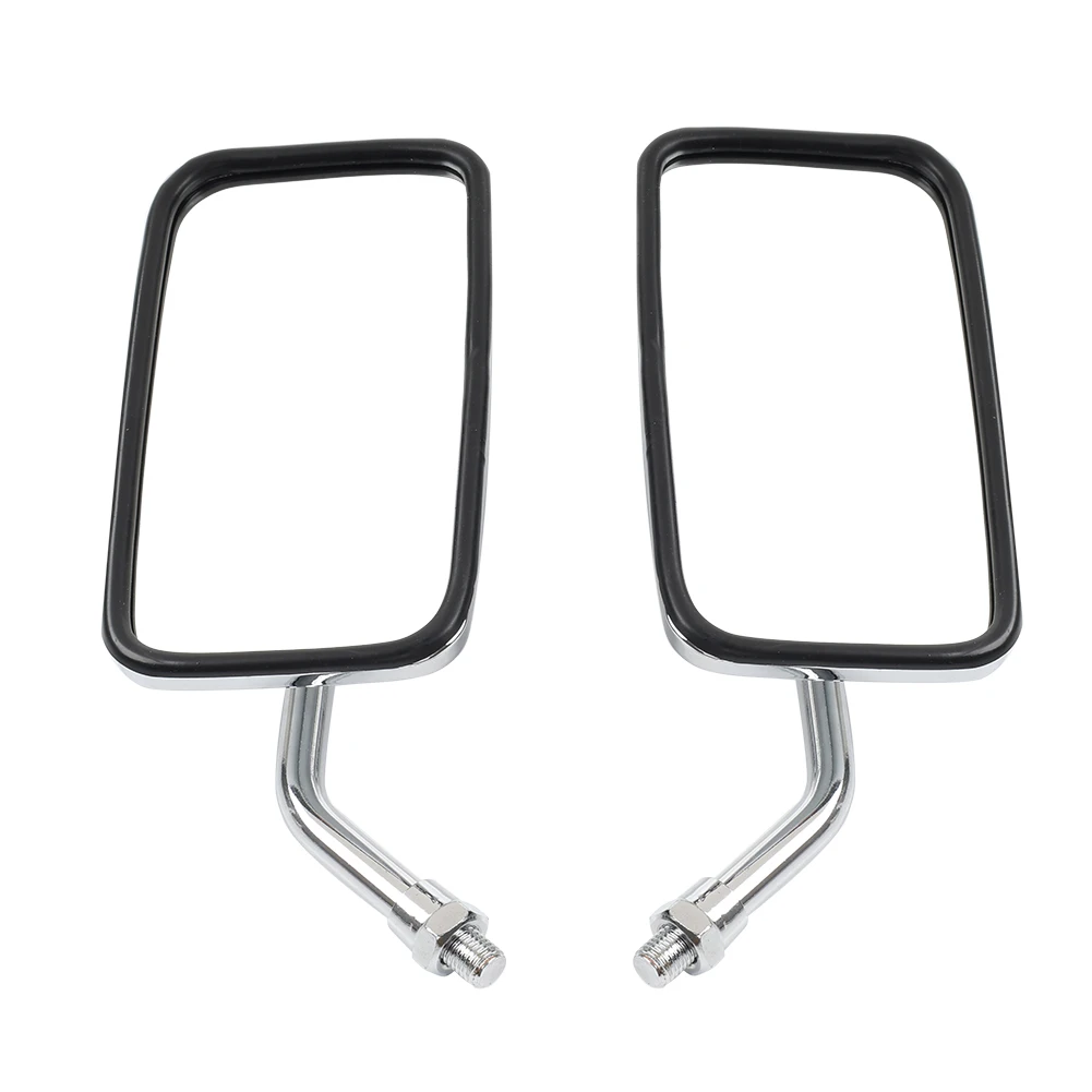1Pair Motorcycle 10mm Rectangle Rearview Side Mirrors Chrome For Honda Magna 700 VF700C VF750CD