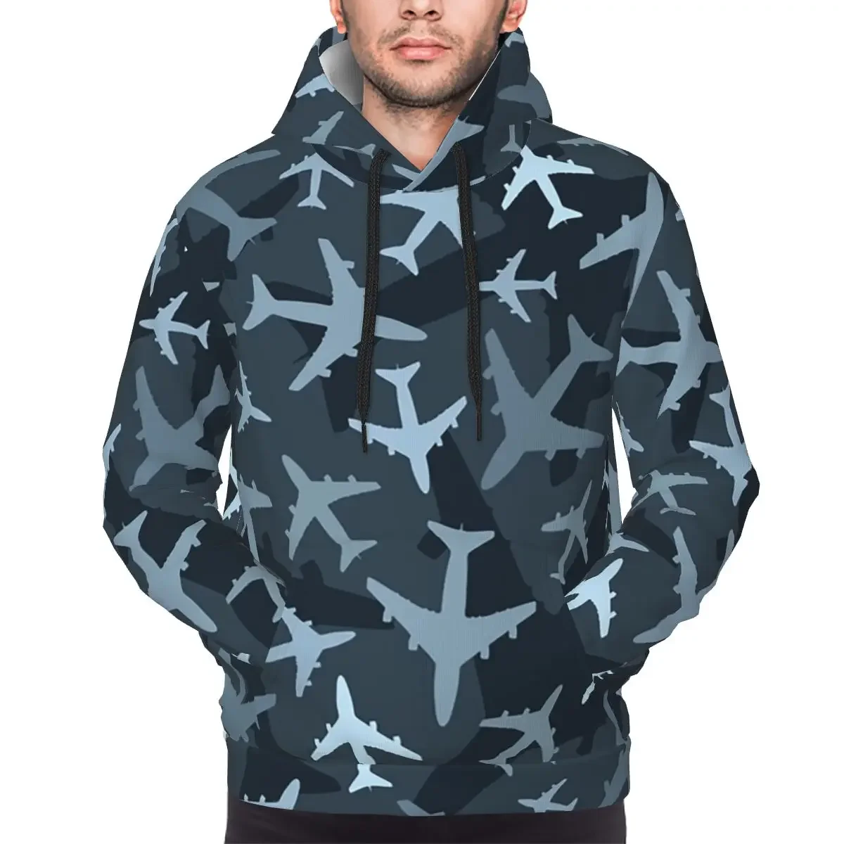 Random Airplanes Pattern Aviation Fighter Pilot Hoodies Pullover Autumn Winter Men's Women's Sweatshirt Long Sleeve Tops