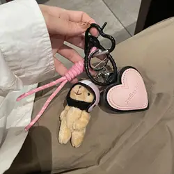 Creative bag pendant cute couple backpack keychain decoration punk style helmet bear kitten