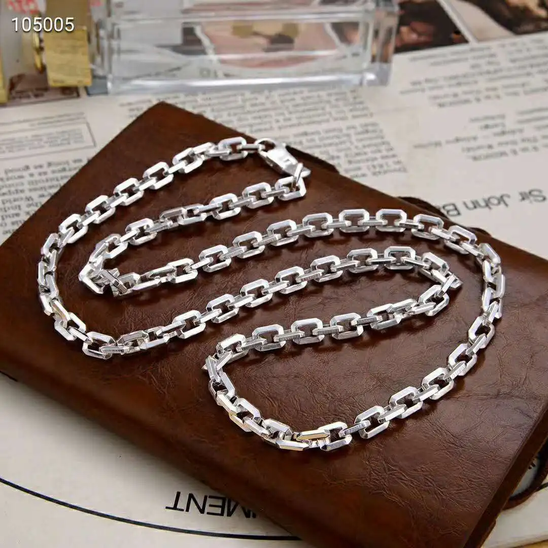 Sterling Silver Coarse Tai Jiao Chain Men's Dominant Personality Handsome Accessories Trendy Sunshine Simple Necklace Without Pe