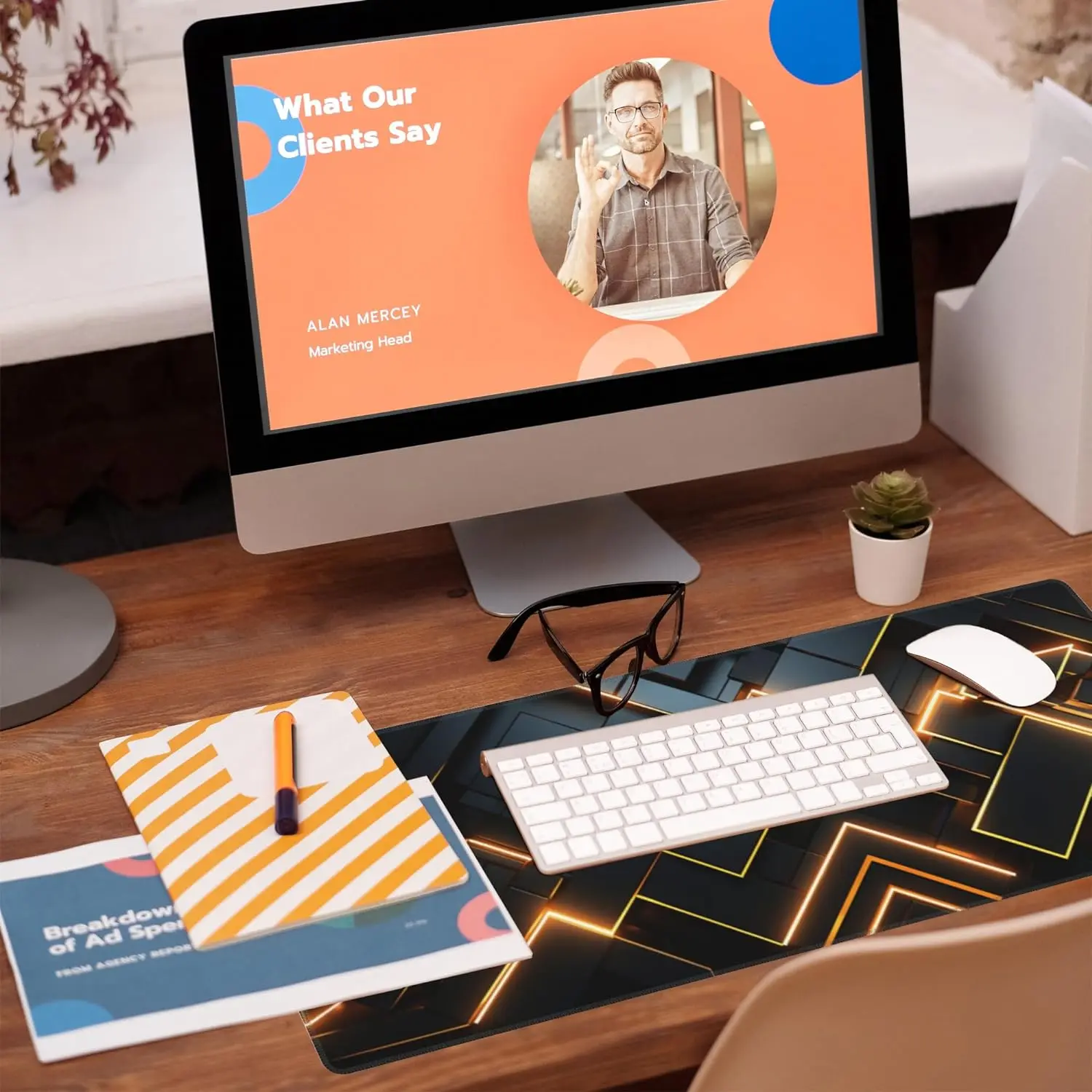 Golden Lines Technology Texture Gaming Mouse Mat Extended Computer Mouse Pad with Non-Slip Base and Stitched Edge 31.5x11.8 Inch