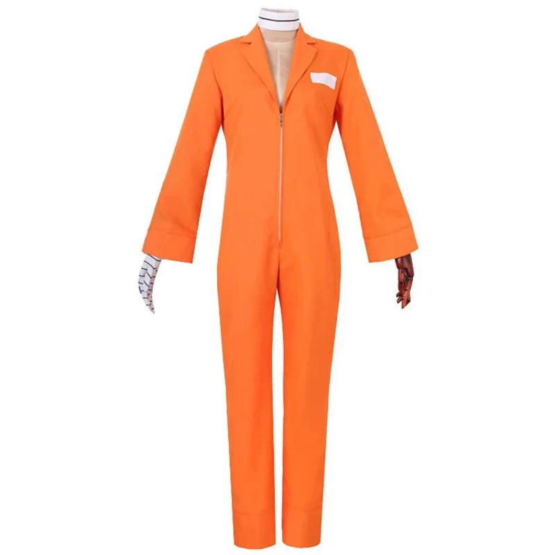 Detentionhouse Niko No.25 Nanbaka Cosplay Costume Green Wig Prison Nanba Orange Jumpsuit Detention House Adult Halloween Suit GS