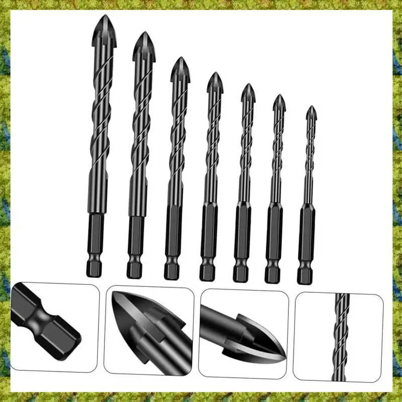 UISN 7 Stück Sechskantschaftbohrer Brennholz Handbohrkegel Mehrzweckbohrer Stufenbohrer Fliesenbohrer