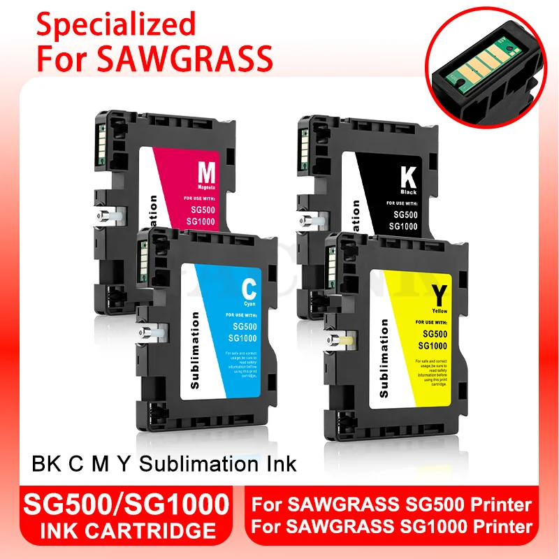 1 Set For SAWGRASS SG500 SG1000 No Serial Number Compatible Ink Cartridge With Chip Sublimation Ink