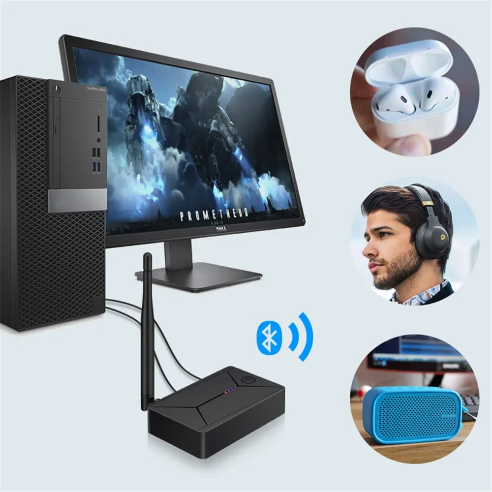 Transmiter audio Bluetooth 5.0, konwerter cyfrowo-analogowy, optyczny SPDIF na 3.5MM, zestaw samochodowy do wzmacniacza głośników.