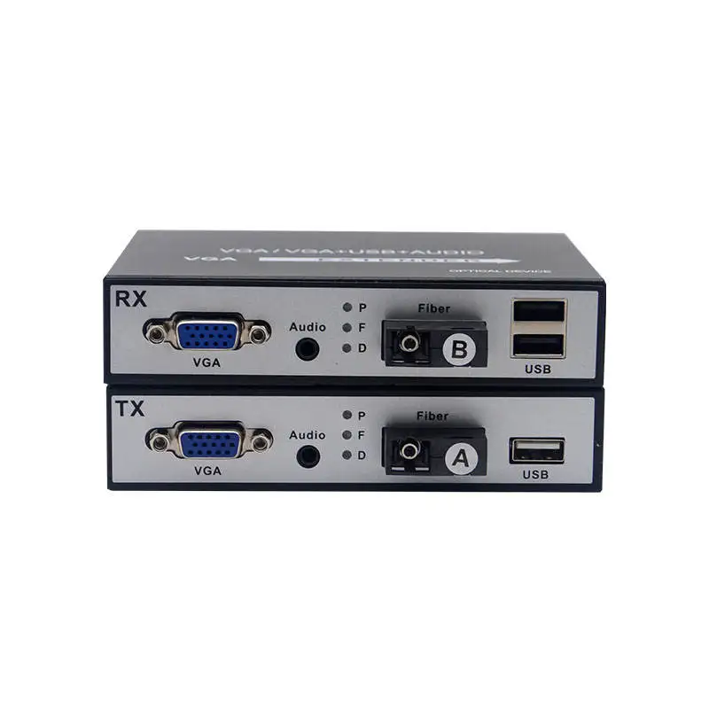 High Quality 1Pair VGA Fiber Optic Exender with KVM Keyboard Mouse 1080p extender 20KM VGA to Fiber Optic Converter