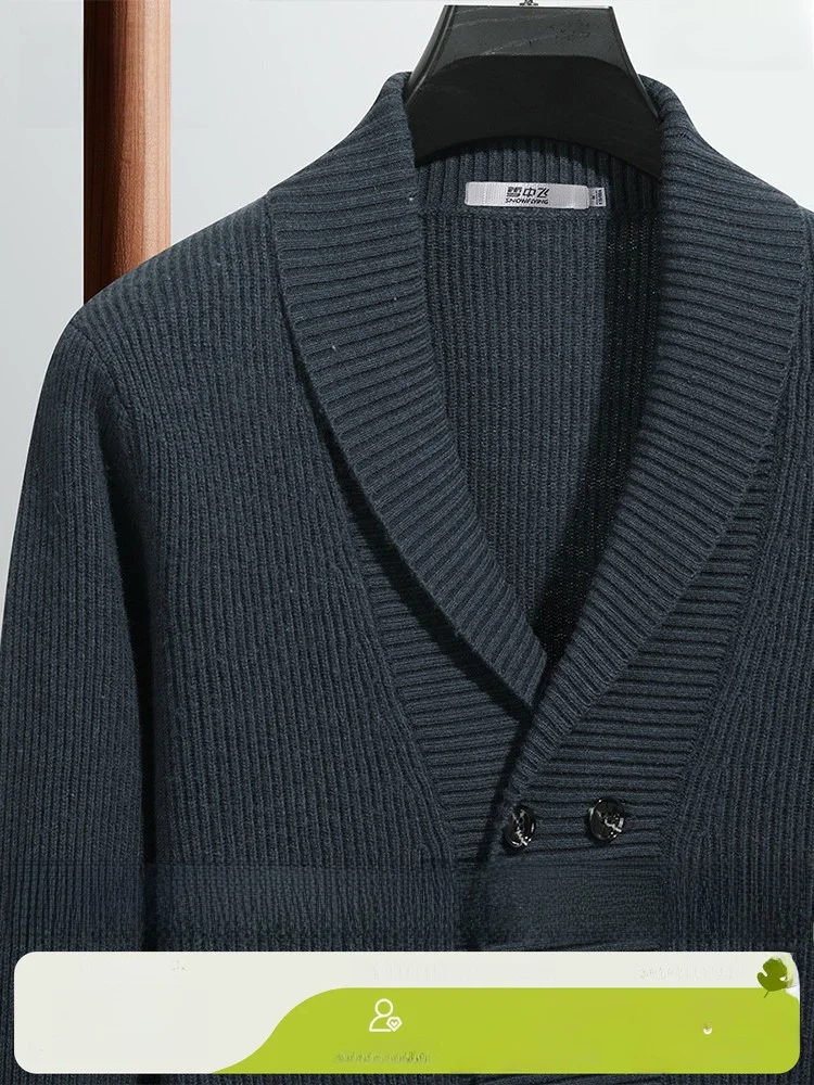 

Мужской шерстяной свитер из 100% шерсти, высококачественный, теплый, весенний, с воротником, на двойной пуговице, SNOW FLNG, повседневный, с длинными рукавами, вязаный.