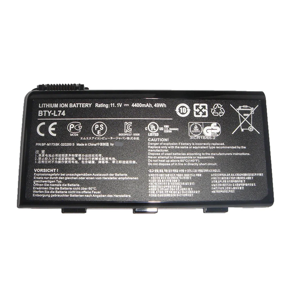 Bateria do portátil BTY-L74 11.1V 4400mAh para MSI, A5000, A6000, A7200, CR500, CR600, CR610, CR630, CX610X, BTY-L75, brandnew, original