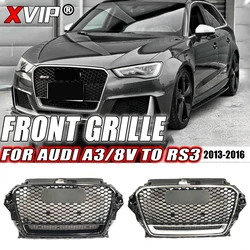 XVIP High Quality Honeycomb Grille For Audi A3 8V To RS3 Style 2013-2016 Glossy Black And Chrom Front Bumper Grille With Quattro