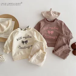 Korean New Arrival Kids Baby Girls' Spring Autumn Outfit: Long Sleeve Sweatshirt + Pants Set for Sporty and Casual Looks