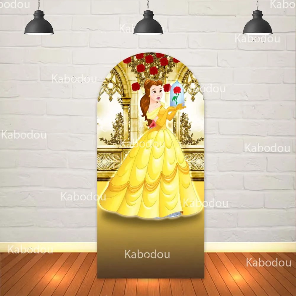 الجمال والوحش قوس خلفية غطاء حفلة عيد ميلاد الأميرة حسناء الديكور استحمام الطفل التصوير خلفية استوديو الدعامة