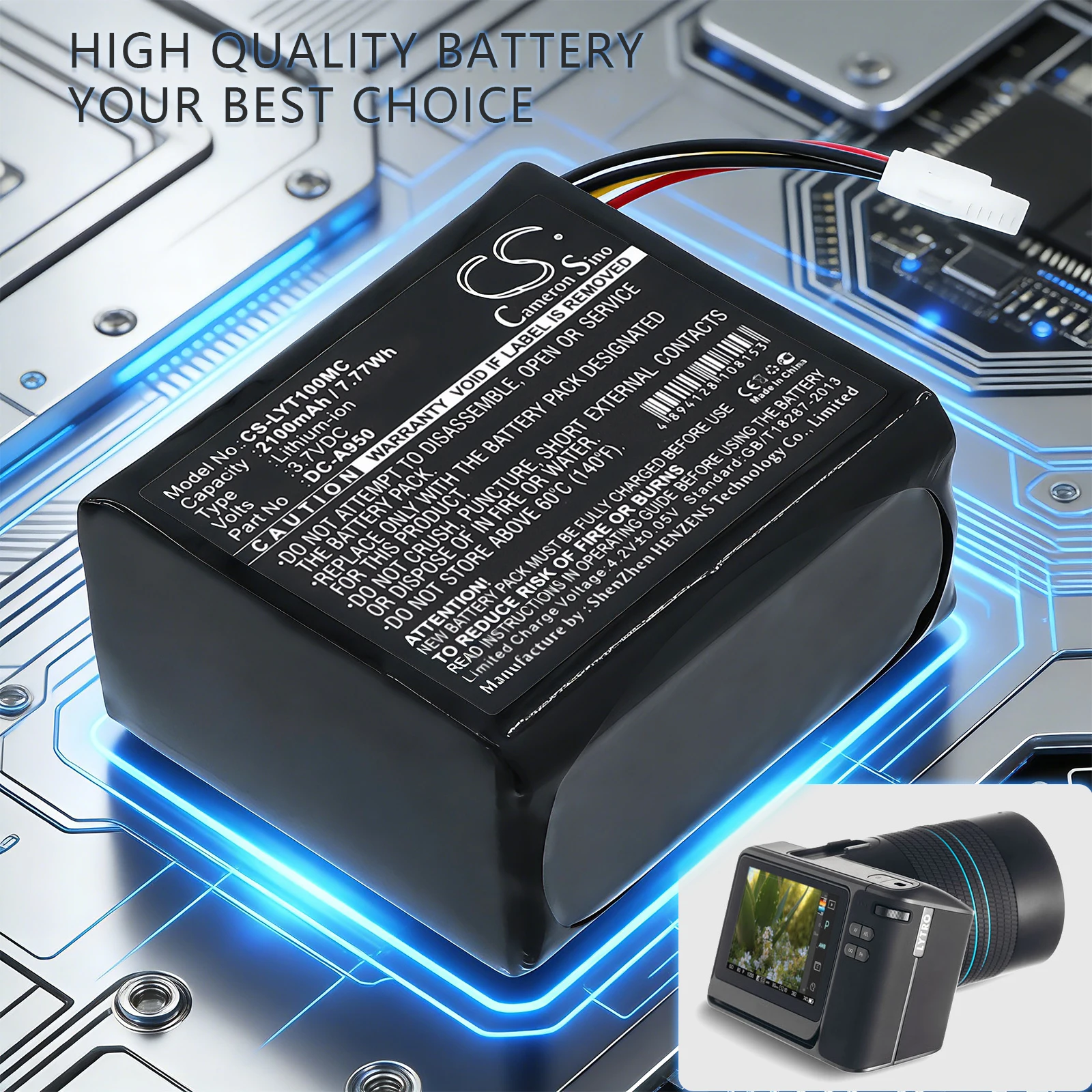 CS Replacement Battery for LYTRO ILLum A1,ILLum F1 PN:DC-A950 2100mAh / 7.77Wh