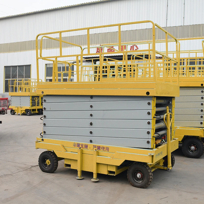 10m Traction Scissor Lift Platform | Industrial Manual Hydraulic Aerial Work Equipment
