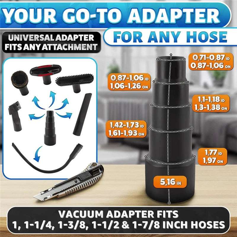 A02V-Vacuum Brush Attachment Universal Vacuum Attachments For Car, Home, Workshop Cleaning