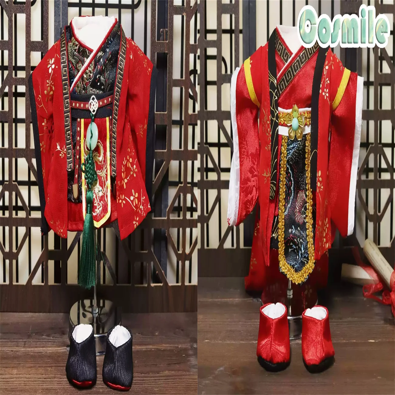 The Untamed Wuxian Wangji Red Hanfu Wangji Wedding Dresses Ancient Costume Plush 20cm Doll Accessories Doll's Clothes GG