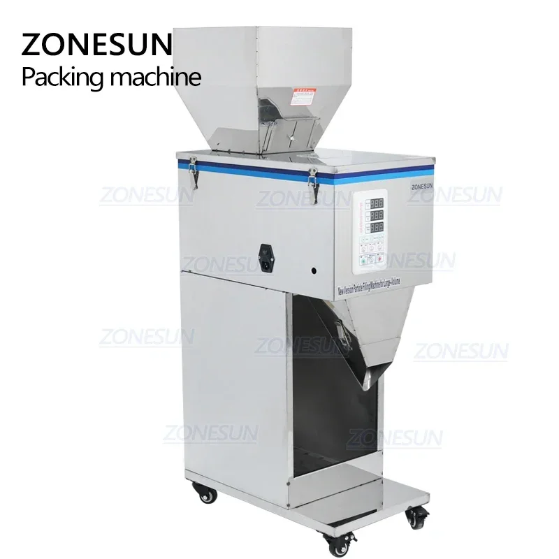 ZONESUN ZS-999 Riempitrice e pesatrice per polvere granulare per riso, semi, chicchi di caffè - Attrezzatura per imballaggio alimentare da 10-999 g