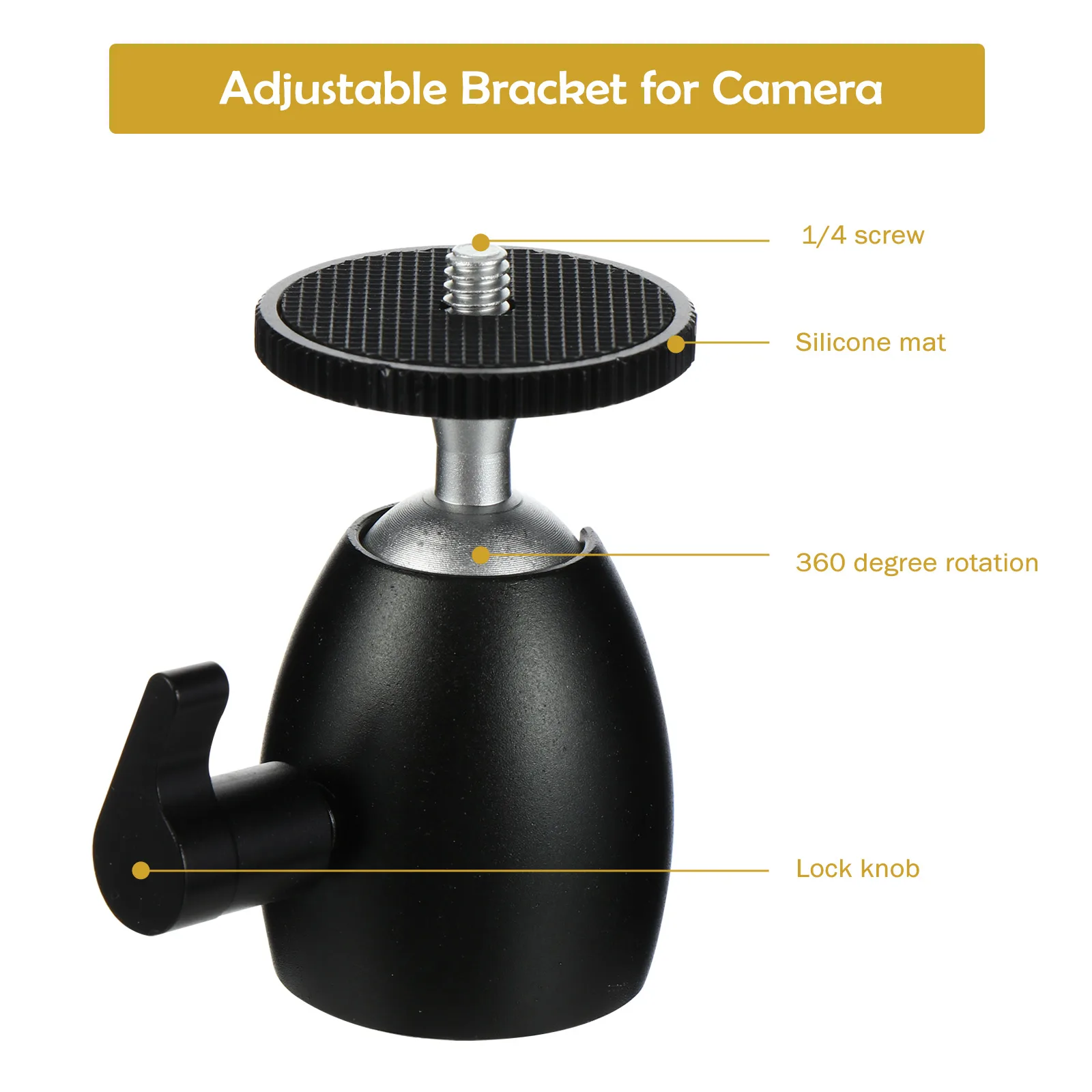 

2Pcs Camera Tripod Bracket Aluminum Alloy 1 4 Screw PTZ Ball Head for DSLR LED Lights Monitors Selfie Sticks Photography