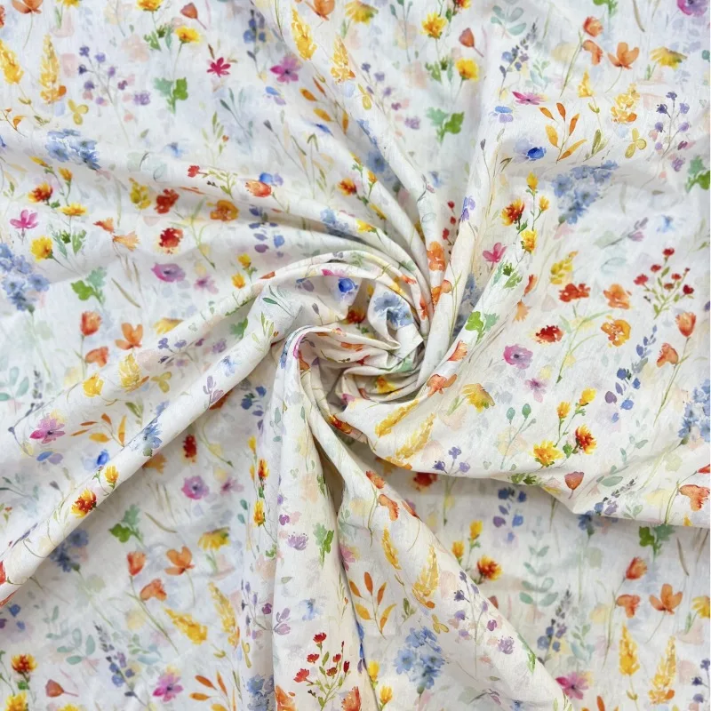 145x100 cm Puro Cotone Stampa Floreale Tessuto Acquerello Pittura Sle Vestiti Per La Casa Accessori Per Capelli Abbigliamento Per Bambini FAI DA TE Sei Casa